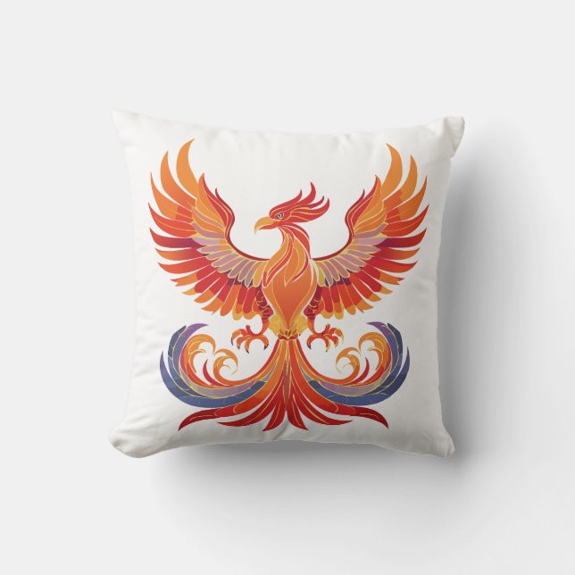 Glowing mythological Fantasy Phoenix Bird Cushion (Front)
