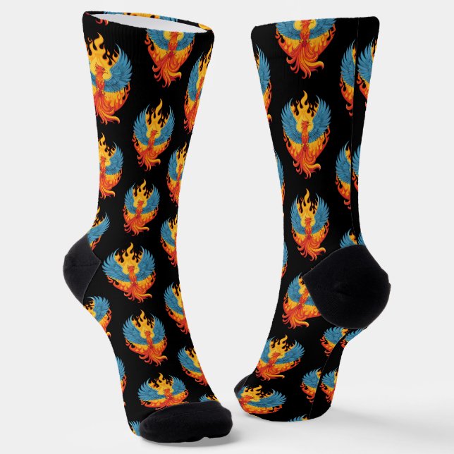 Glowing mythological Fantasy Phoenix Bird Socks (Angled)