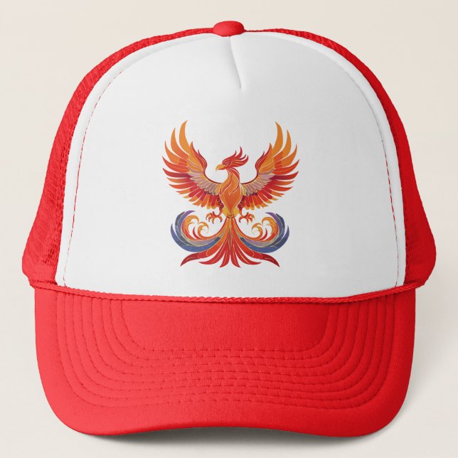 Glowing mythological Fantasy Phoenix Bird Trucker Hat (Front)