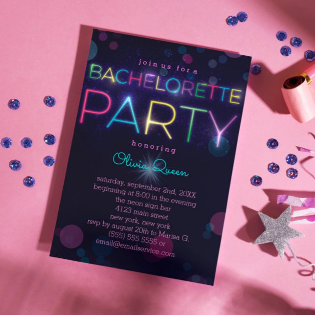 Glowing Neon Bachelorette Party Invitation (Creator Uploaded)