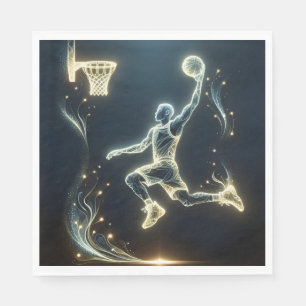Glowing Neon Basketball Player Napkin