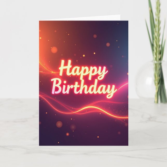 Glowing Neon Birthday Card (Front)