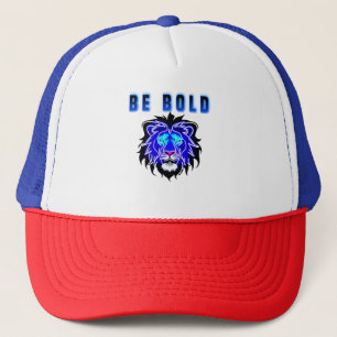 Glowing Neon Blue Lion Head Trucker Hat