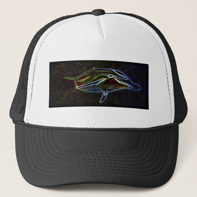 Glowing Neon Dolphin truckers cap (Front)