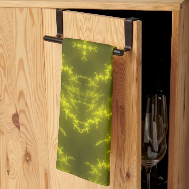 Glowing Neon Electric Thunder Bolts Tea Towel (Thirds Fold)