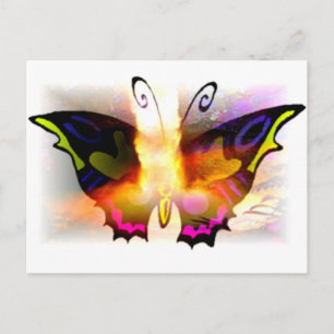 Glowing Neon Fire Butterfly Postcard