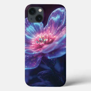"Glowing Neon Flowers – Enchanting Cosmic Florals iPhone 13 Case
