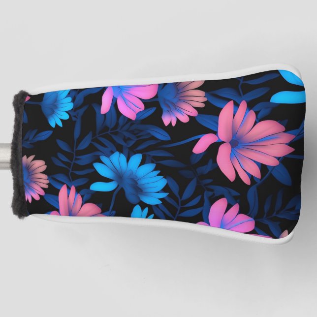 Glowing Neon Flowers Pattern Golf Head Cover (Front)