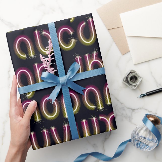 Glowing Neon Font Wrapping Paper (Creator Uploaded)