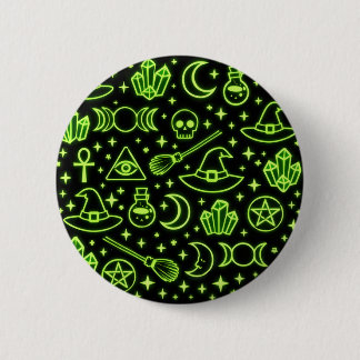 Glowing Neon Green Gothic Witchcraft Pinback Butto 6 Cm Round Badge