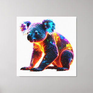 Glowing Neon Koala – Vibrant Fantasy Wildlife Art Canvas Print