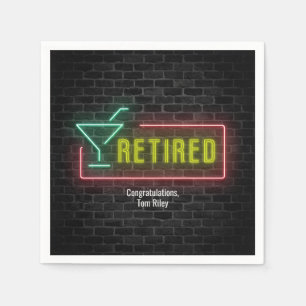 glowing Neon Marquee sign for Retirement Napkin