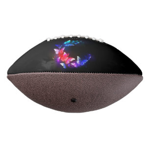 Glowing Neon Night Butterflies on Black background American Football