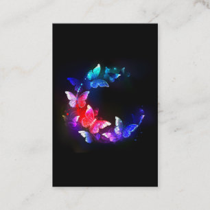 Glowing Neon Night Butterflies on Black background Loyalty Card