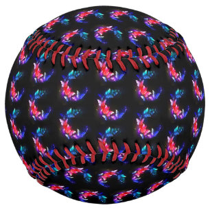 Glowing Neon Night Butterflies on Black background Softball