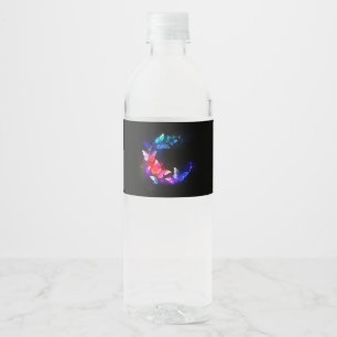 Glowing Neon Night Butterflies on Black background Water Bottle Label