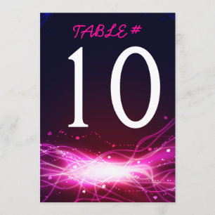 Glowing Neon Stars Bar Mitzvah Table Number Card