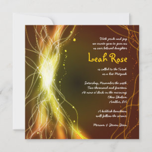 GLOWING NEON STARS Bat Mitzvah Invitation GOLD