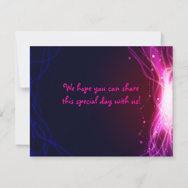 Glowing Neon Stars Bat Mitzvah Reply Card (Front)