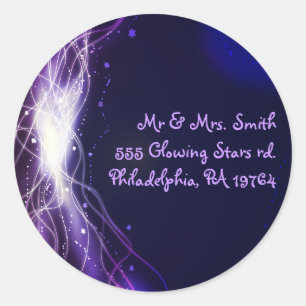 Glowing Neon Stars Bat Mitzvah Retern Sticker Seal