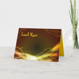 Glowing Neon Stars Thank You card GOLD