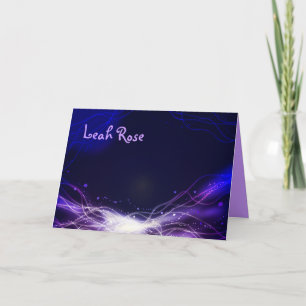 Glowing Neon Stars Thank You card purple