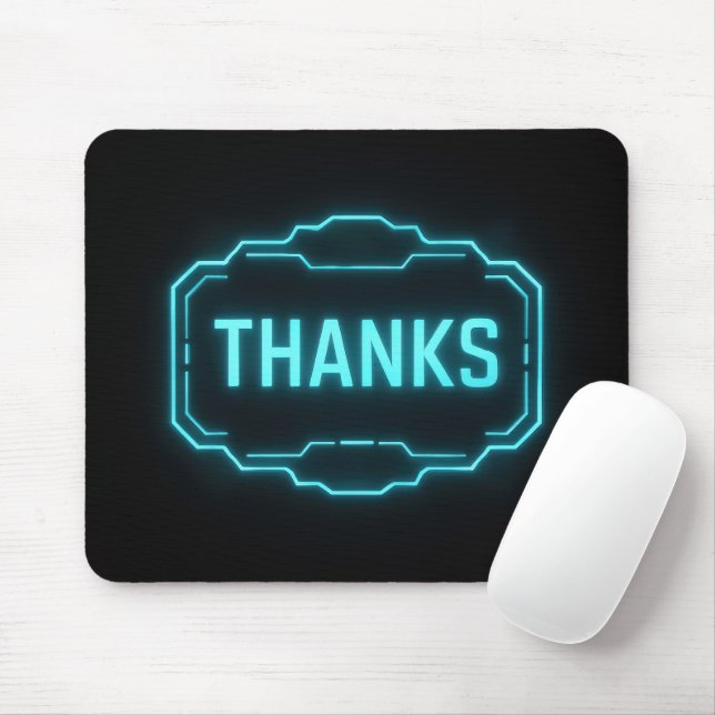Glowing Neon Thanks Sign Mouse Mat (With Mouse)