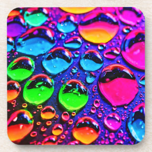 Glowing Neon Water Drops Art Coaster