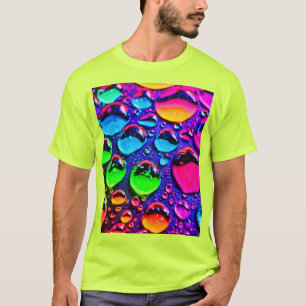 Glowing Neon Water Drops Art T-Shirt