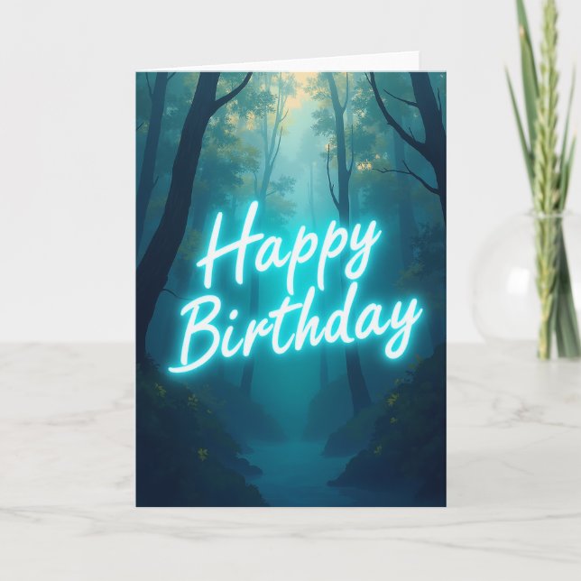 Glowing Night Birthday Card (Front)