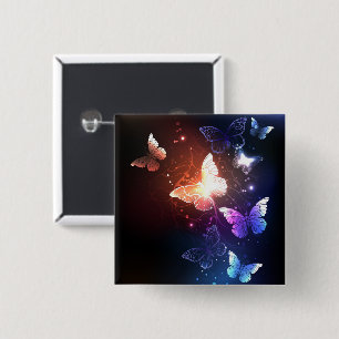 Glowing Night Butterflies 15 Cm Square Badge