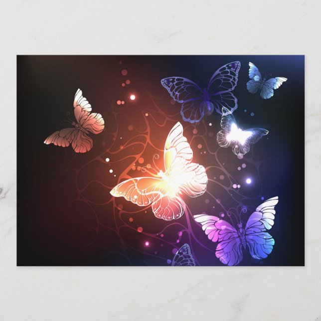 Glowing Night Butterflies Advice Card (Front)