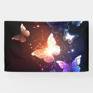 Glowing Night Butterflies Banner