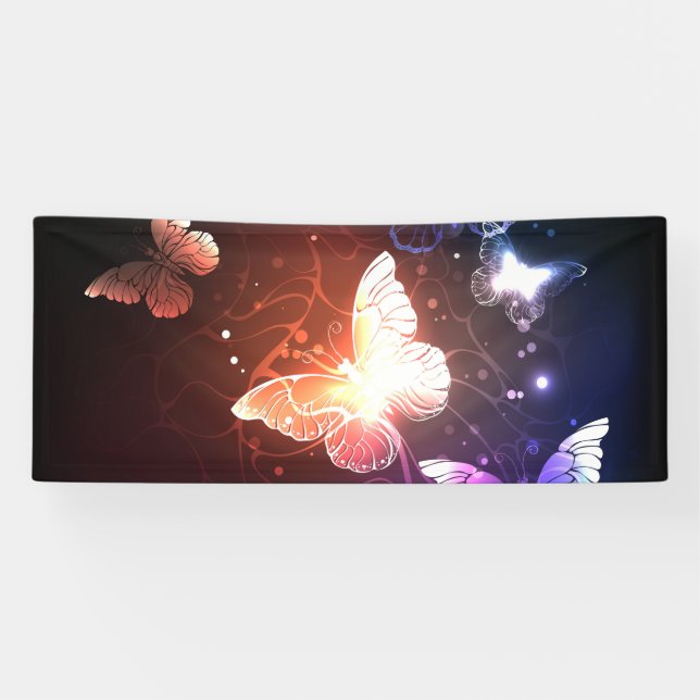 Glowing Night Butterflies Banner (Horizontal)
