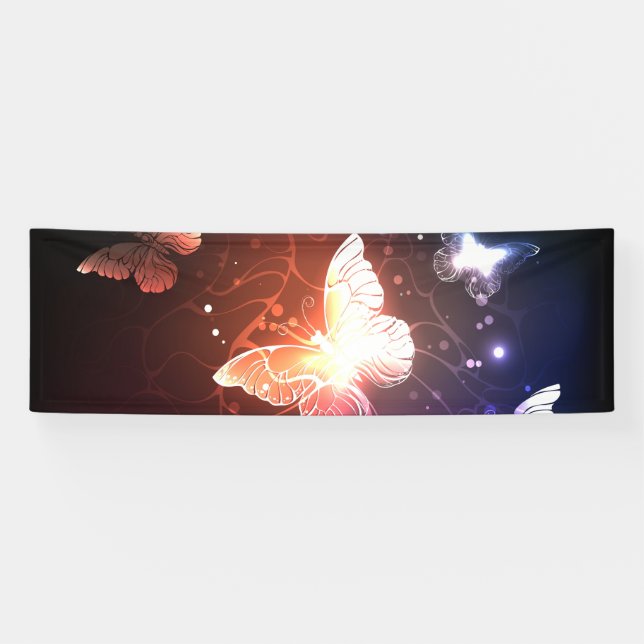 Glowing Night Butterflies Banner (Horizontal)