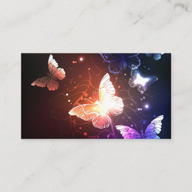 Glowing Night Butterflies Business Card (Front)