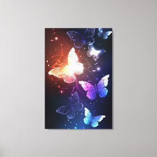 Glowing Night Butterflies Canvas Print