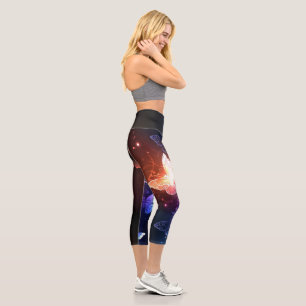 Glowing Night Butterflies Capri Leggings
