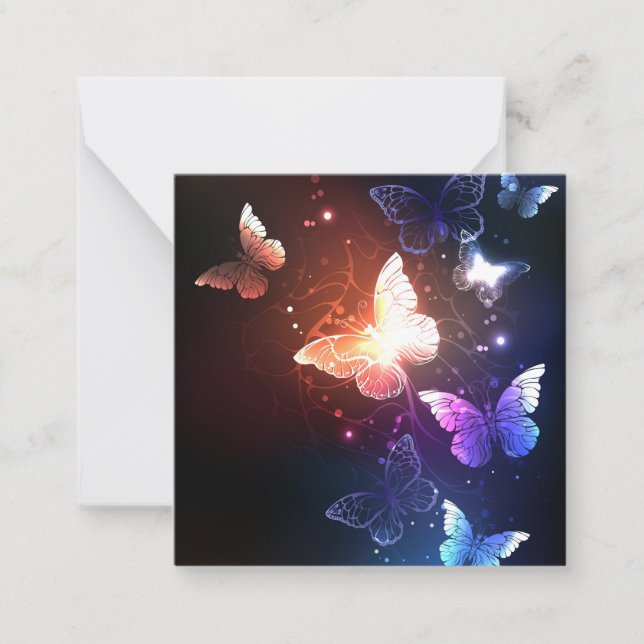 Glowing Night Butterflies Card (Front)