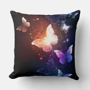 Glowing Night Butterflies Cushion
