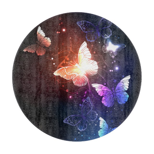 Glowing Night Butterflies Cutting Board (Front)