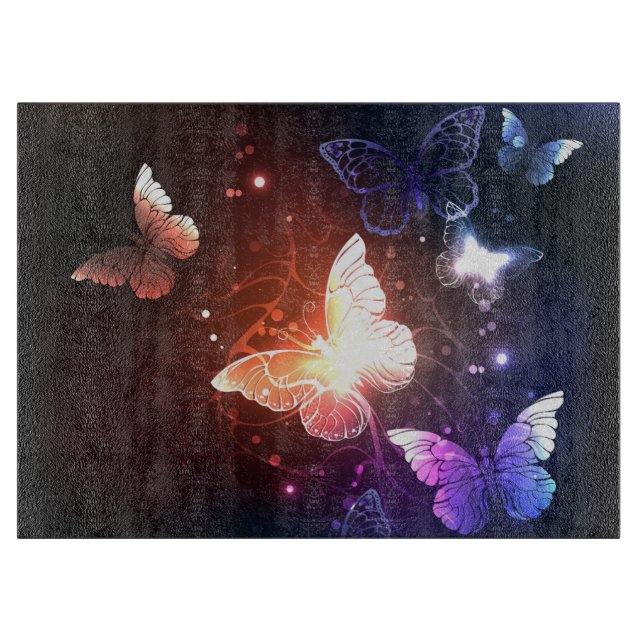Glowing Night Butterflies Cutting Board (Front)