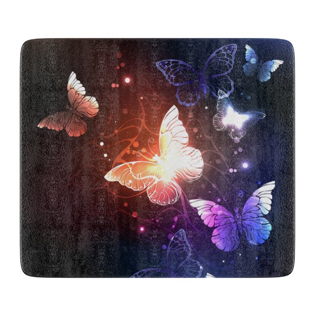 Glowing Night Butterflies Cutting Board (Front)
