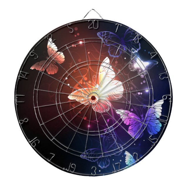 Glowing Night Butterflies Dartboard (Front)