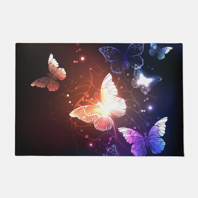 Glowing Night Butterflies Doormat (Front)