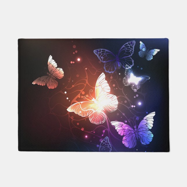 Glowing Night Butterflies Doormat (Front)