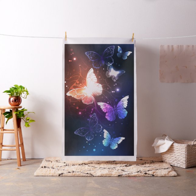 Glowing Night Butterflies Fabric (In Situ)