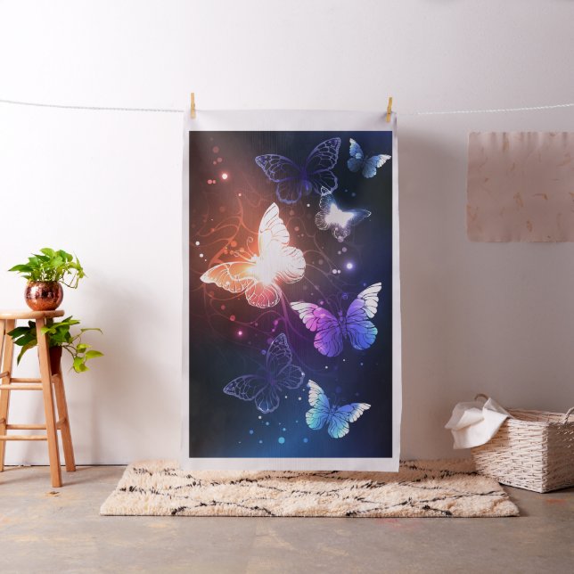Glowing Night Butterflies Fabric (In Situ)