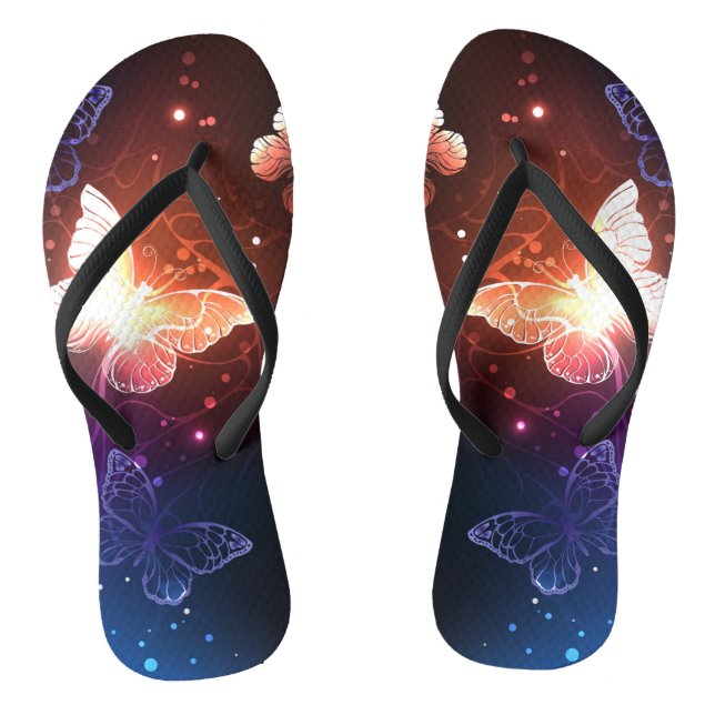 Glowing Night Butterflies Flip Flops (Footbed)