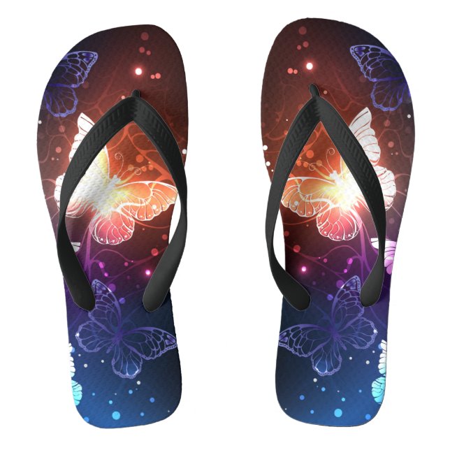 Glowing Night Butterflies Flip Flops (Footbed)
